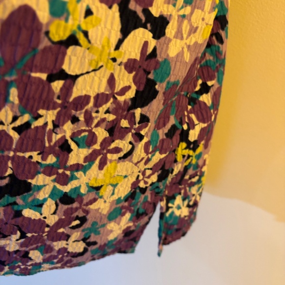 Ladies Alia blouse XL multicolor poplin‎ cotton blend crinkle floral vacation - Picture 5 of 8